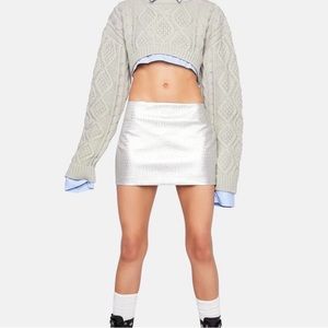 Silver mini skirt